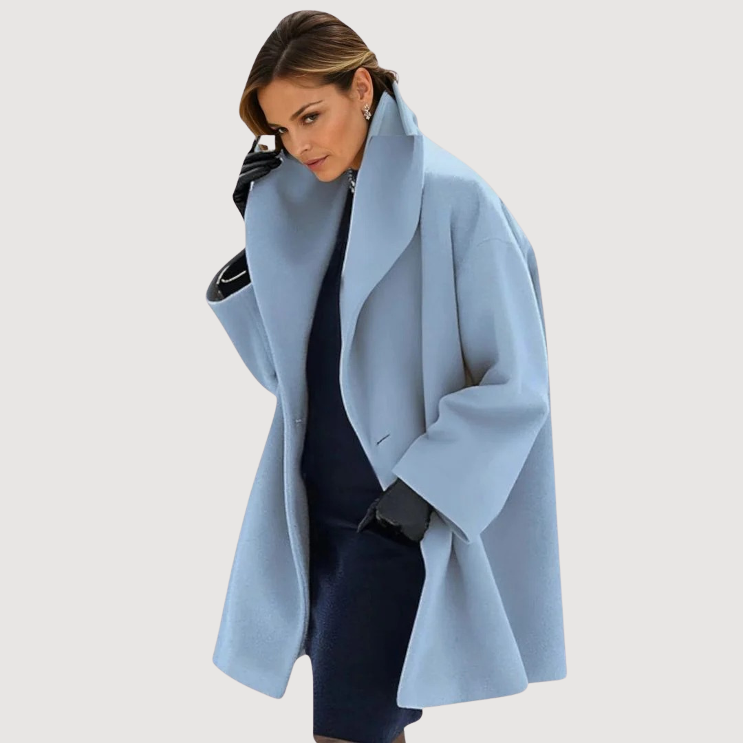 Morgana Wool Winter Coat in Blue