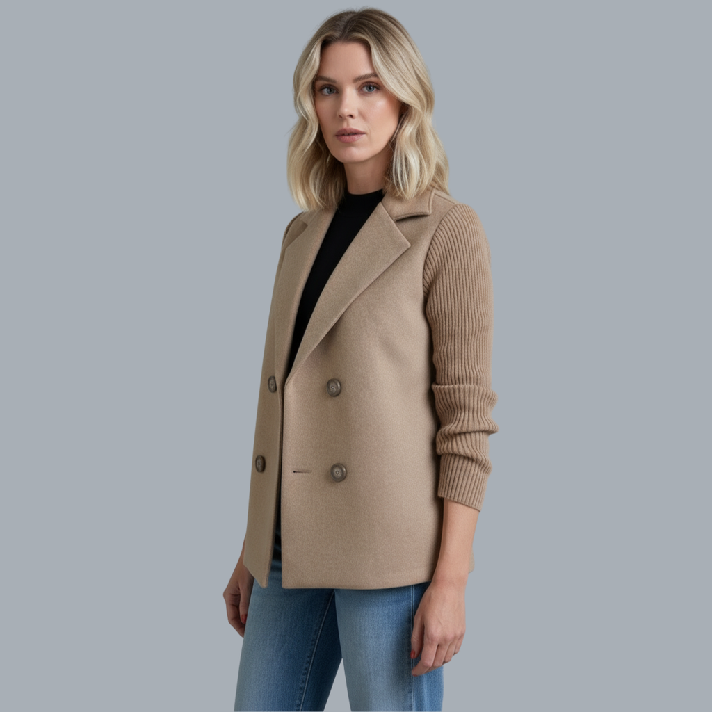Sasha Knit-Sleeve Blazer Coat