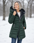 Marga padded winter coat with hood in Dark Green