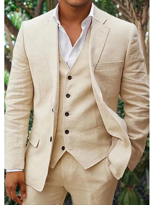 Ari Men's Wedding Suit | High-Quality Linen Blend, Classic 3-Piece Set 1