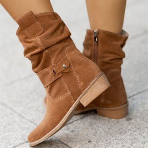 Ava Women's Faux Suede Boots | Casual Low Heels, Plus Size 0