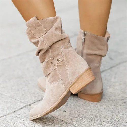 Ava Women's Faux Suede Boots | Casual Low Heels, Plus Size 1