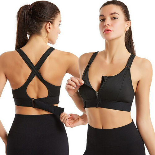 Ava Women's Sports Bra | Adjustable Fit, Front Zip 1