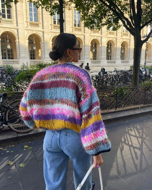 Ava Women's Sweater | Lightweight Striped Open Design 1