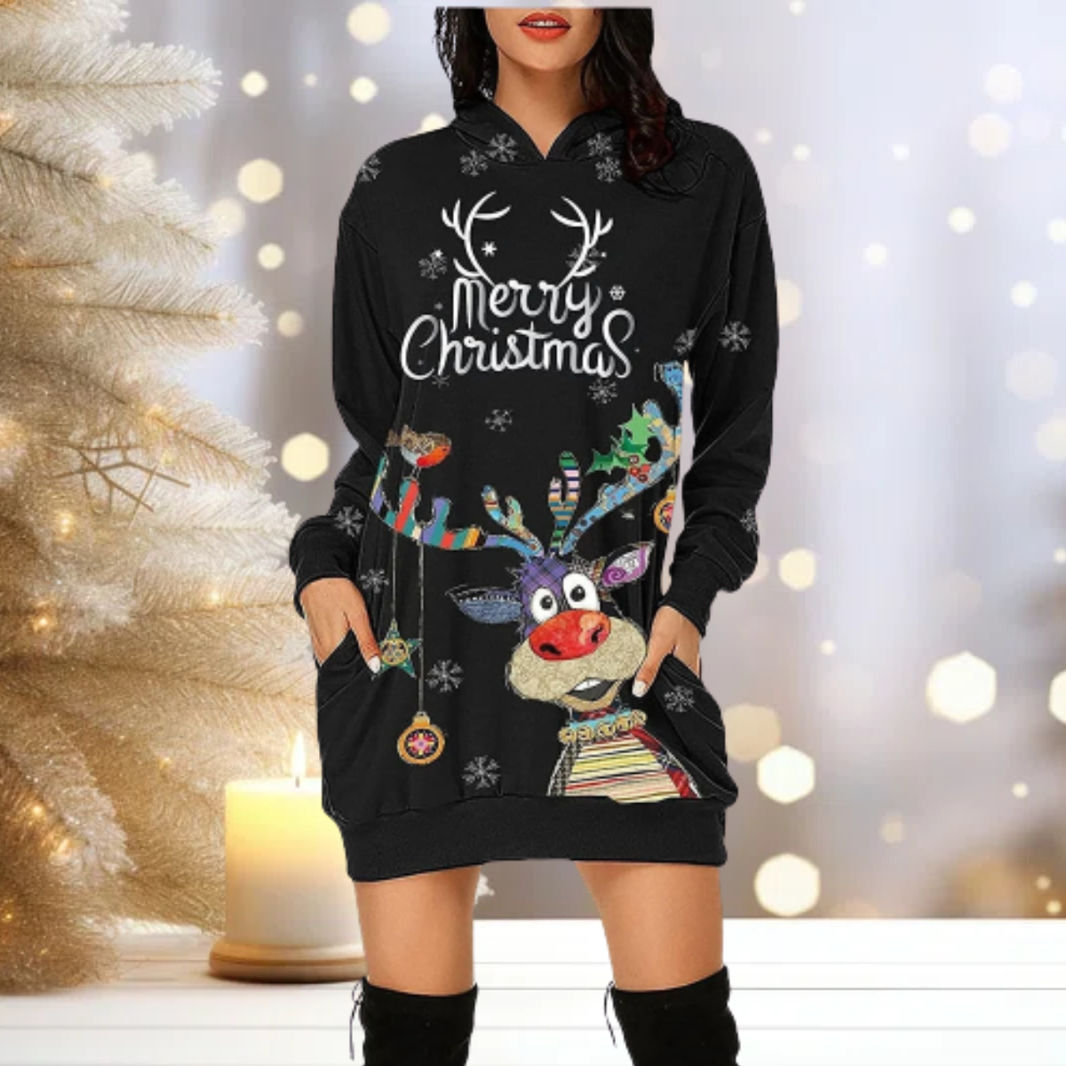 Ava Women's Sweatshirt | Premium Rib Knit, Festive Design 0