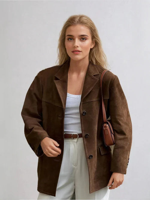 Bari Women's Blazer | Fine Suede, Elegant Casual Style 0
