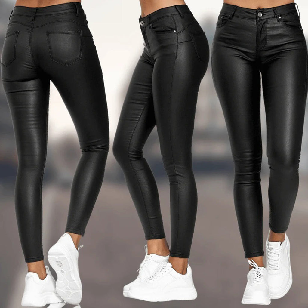 Bari Women's Trousers | High-Quality PU Leather, Elegant Black Pants 1