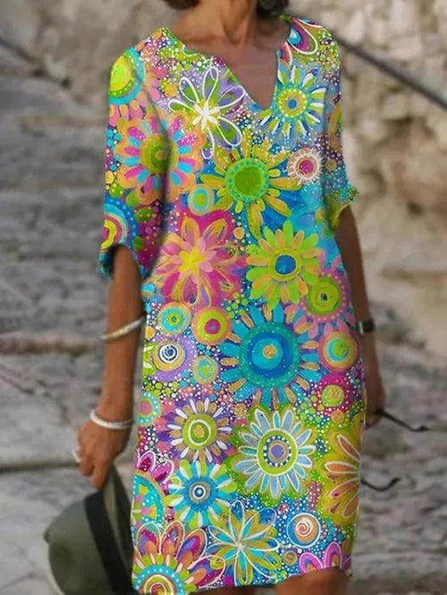 Bella Women's Summer Dress | Elegant Floral V-Neck Design 0