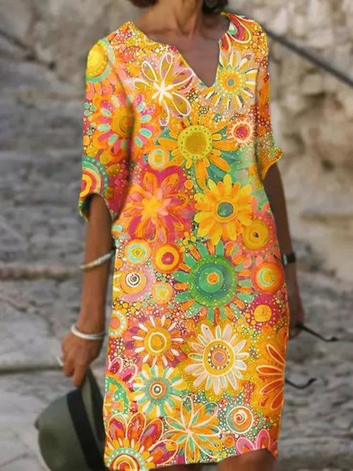 Bella Women's Summer Dress | Elegant Floral V-Neck Design 1