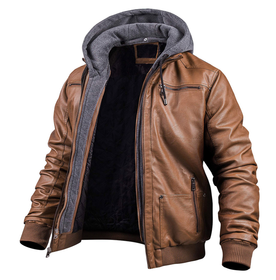 Benson Men's Jacket | Premium Leather Winter Coat with Hood 2
