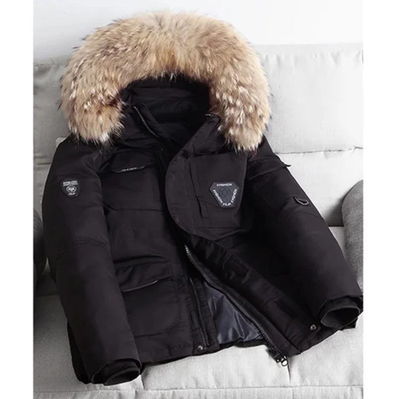 Bergtop Men's Parka Jacket | Removable Fur Collar, Windproof Winter Wear 3