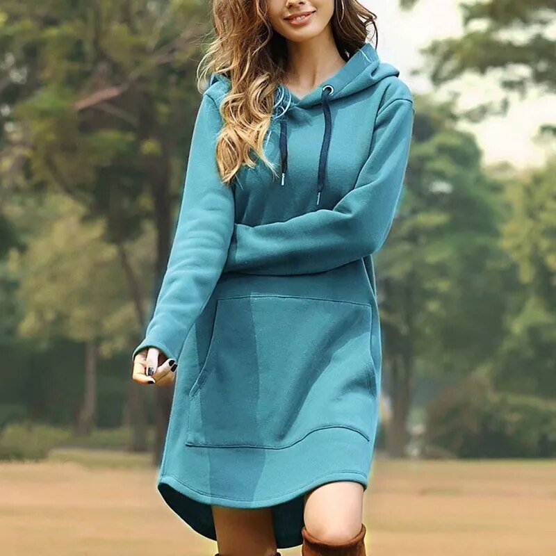 Beverly Women's Hooded Sweatshirt Dress | Cozy Polyester-Cotton Blend 1