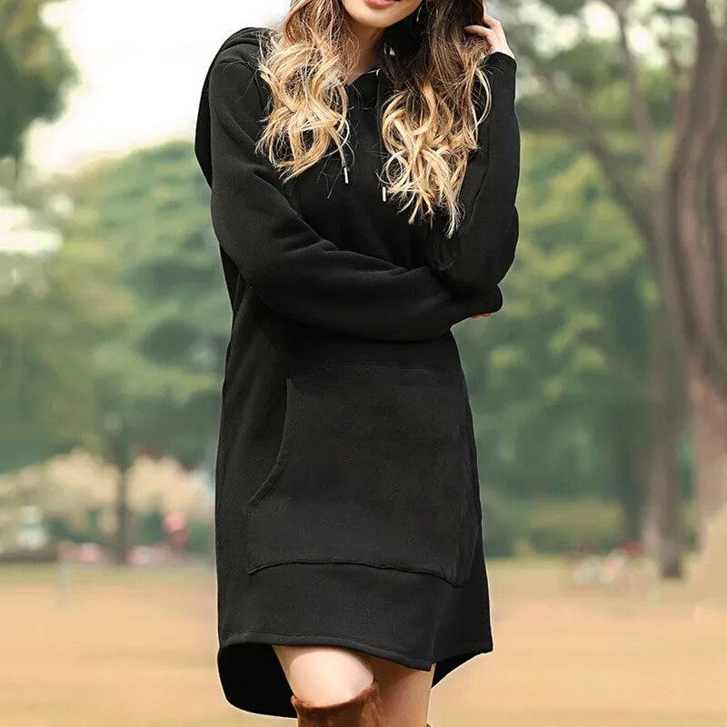 Beverly Women's Hooded Sweatshirt Dress | Cozy Polyester-Cotton Blend 2