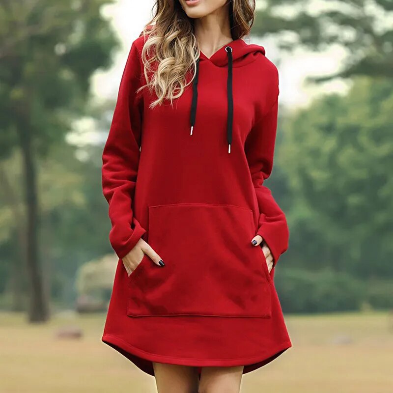 Beverly Women's Hooded Sweatshirt Dress | Cozy Polyester-Cotton Blend 4
