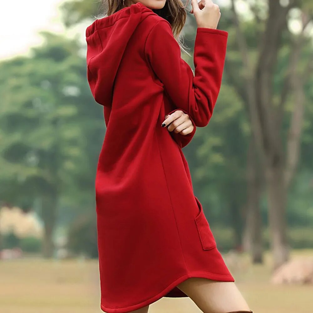 Beverly Women's Hooded Sweatshirt Dress | Cozy Polyester-Cotton Blend 6