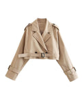 Bree Women's Cropped Trench Coat | Stylish Polyester, Adjustable Cuffed Sleeves 0
