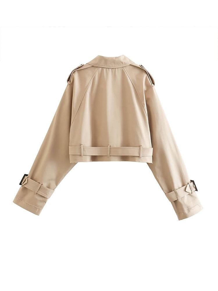 Bree Women's Cropped Trench Coat | Stylish Polyester, Adjustable Cuffed Sleeves 1