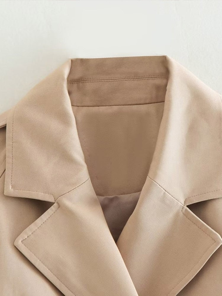 Bree Women's Cropped Trench Coat | Stylish Polyester, Adjustable Cuffed Sleeves 2