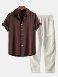 Breezy Men's Summer Set | Short Sleeve Blouse & Linen Trousers 0