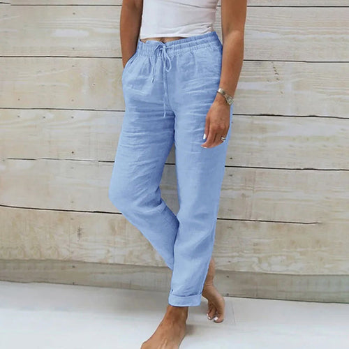 Cali Women's Casual Trousers | Cotton Linen Blend, Straight Cut 0