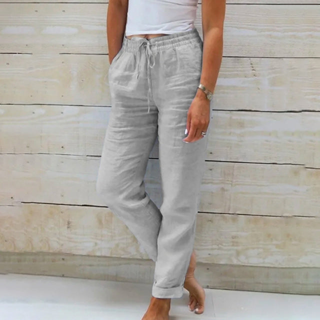Cali Women's Casual Trousers | Cotton Linen Blend, Straight Cut 1