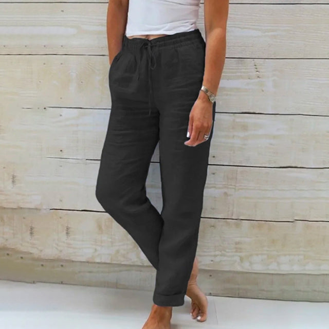 Cali Women's Casual Trousers | Cotton Linen Blend, Straight Cut 2