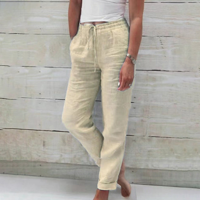 Cali Women's Casual Trousers | Cotton Linen Blend, Straight Cut 3