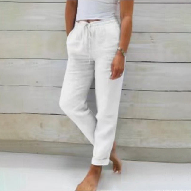 Cali Women's Casual Trousers | Cotton Linen Blend, Straight Cut 4