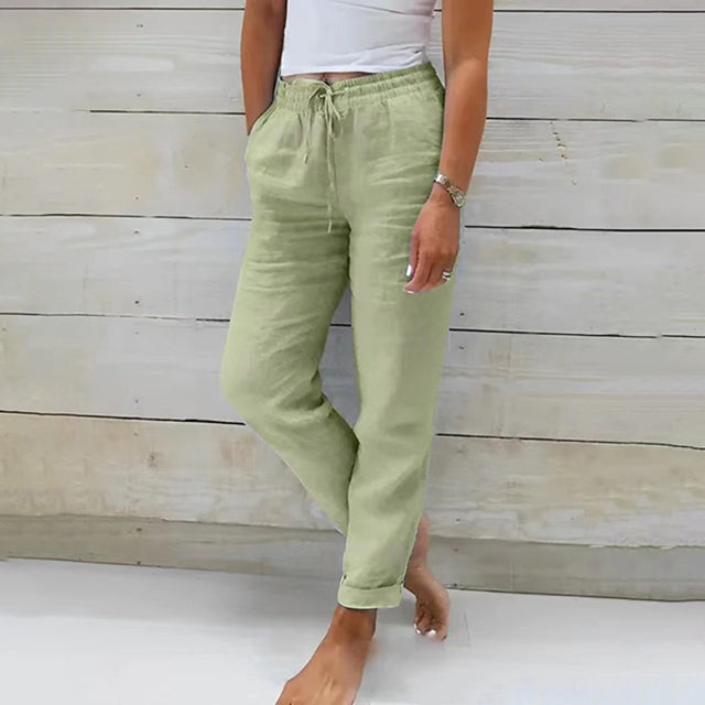 Cali Women's Casual Trousers | Cotton Linen Blend, Straight Cut 5