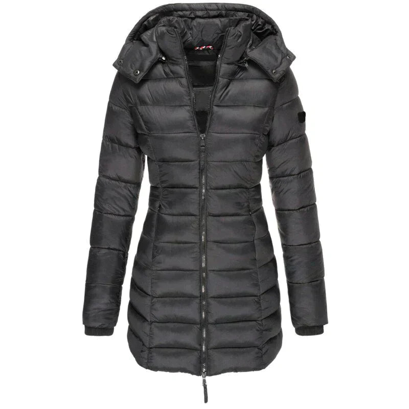 Cali Women's Winter Coat | Elegant Long Design, Faux Fur Collar 0