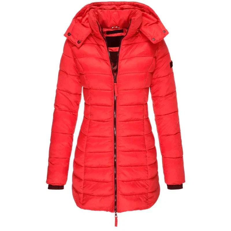 Cali Women's Winter Coat | Elegant Long Design, Faux Fur Collar 10