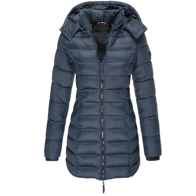 Cali Women's Winter Coat | Elegant Long Design, Faux Fur Collar 11