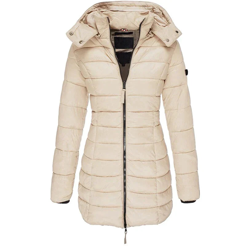Cali Women's Winter Coat | Elegant Long Design, Faux Fur Collar 12