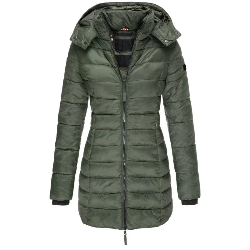 Cali Women's Winter Coat | Elegant Long Design, Faux Fur Collar 13