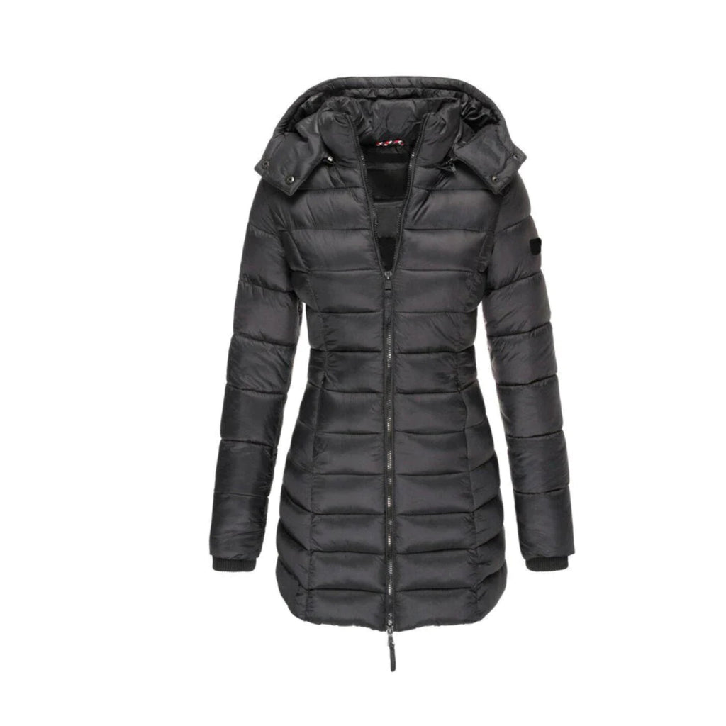 Cali Women's Winter Coat | Elegant Long Design, Faux Fur Collar 2