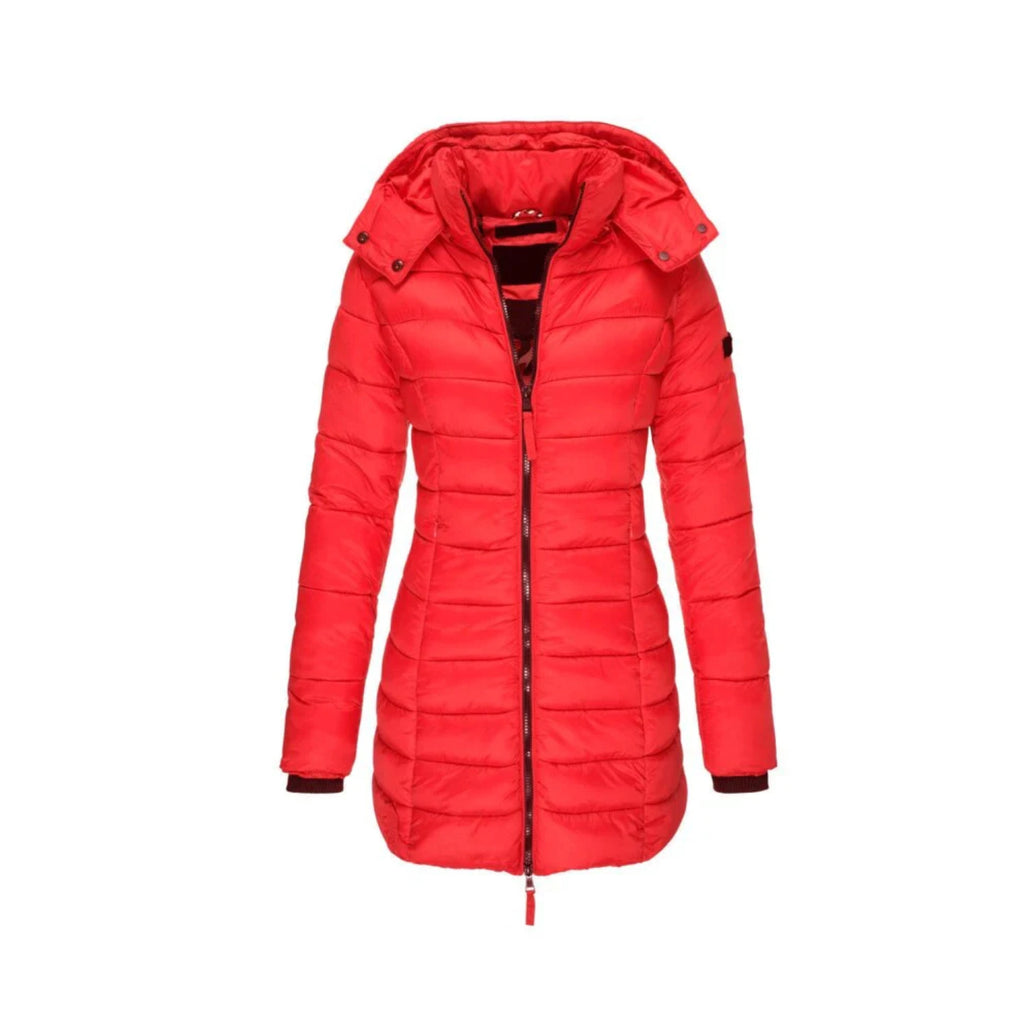 Cali Women's Winter Coat | Elegant Long Design, Faux Fur Collar 6
