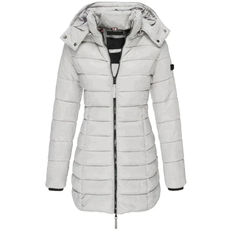 Cali Women's Winter Coat | Elegant Long Design, Faux Fur Collar 8
