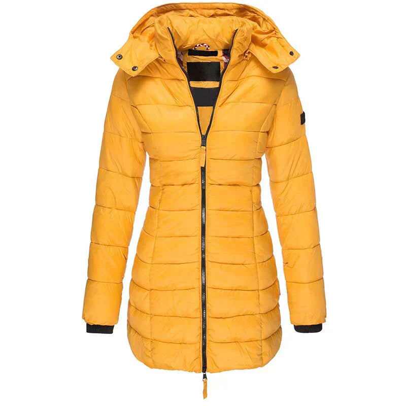 Cali Women's Winter Coat | Elegant Long Design, Faux Fur Collar 9