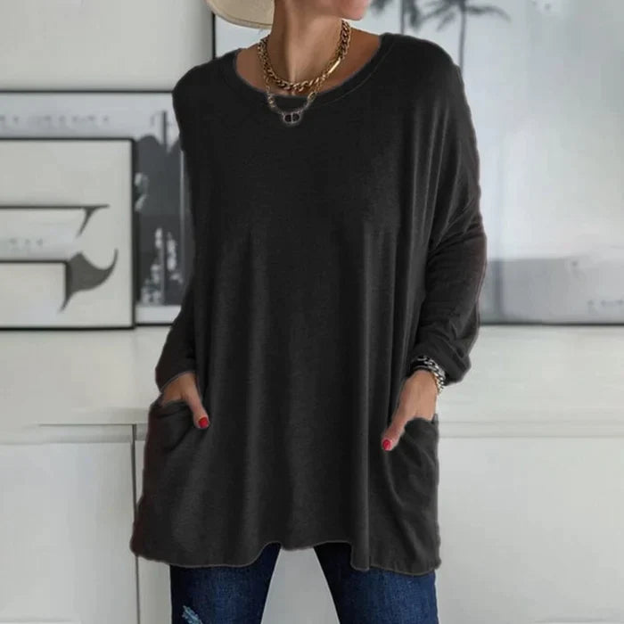 Carly Women's Tunic | Cotton-Polyester Blend, Long Sleeve Casual Top 0