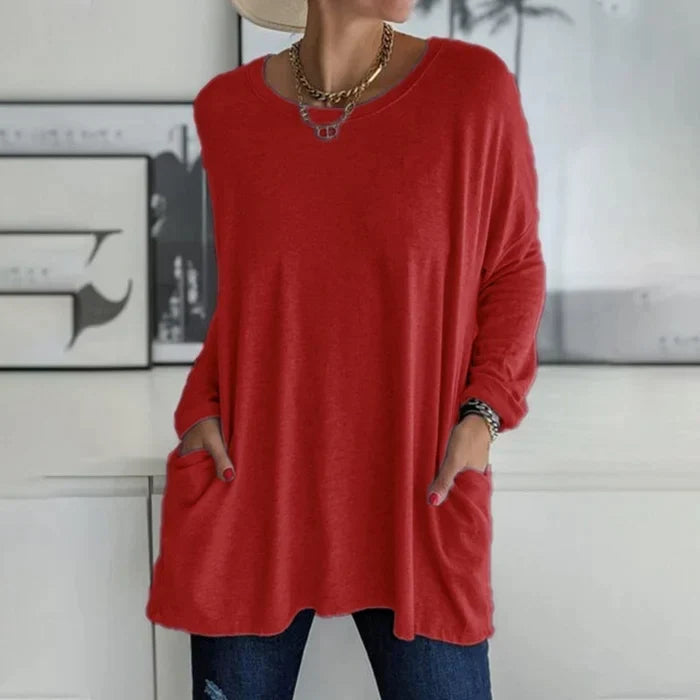 Carly Women's Tunic | Cotton-Polyester Blend, Long Sleeve Casual Top 1