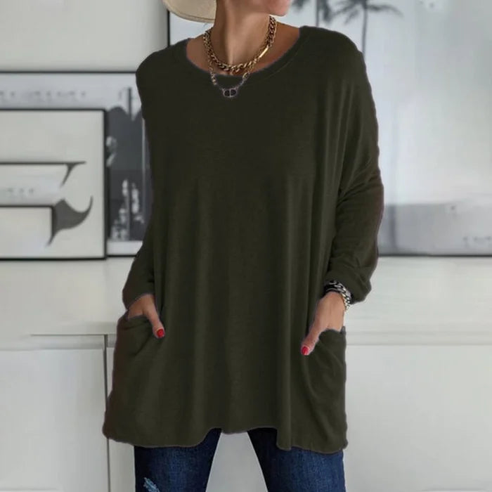 Carly Women's Tunic | Cotton-Polyester Blend, Long Sleeve Casual Top 2