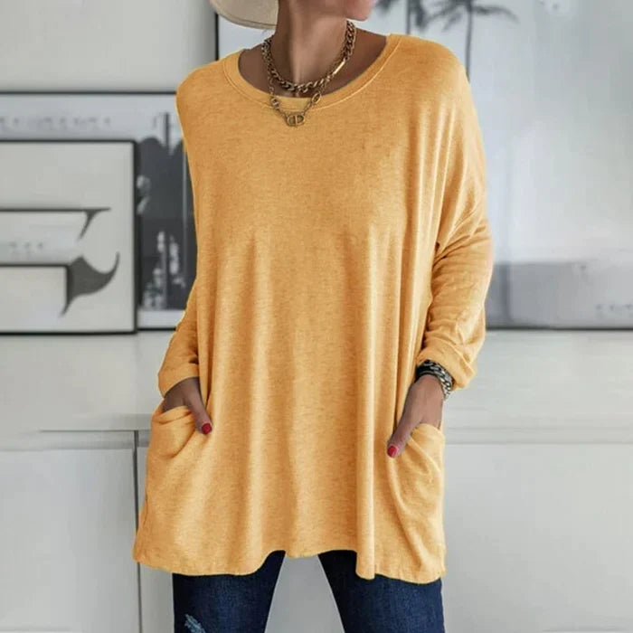 Carly Women's Tunic | Cotton-Polyester Blend, Long Sleeve Casual Top 3