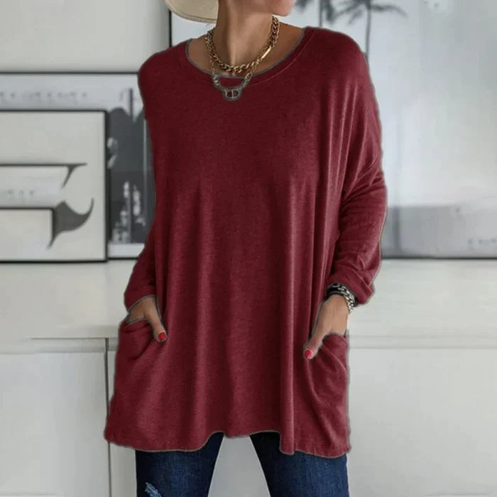 Carly Women's Tunic | Cotton-Polyester Blend, Long Sleeve Casual Top 4