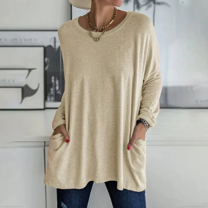 Carly Women's Tunic | Cotton-Polyester Blend, Long Sleeve Casual Top 8