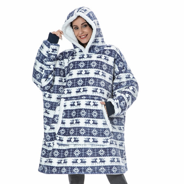 Caryn Women's Hoodie Blanket | Soft Fleece & Wool Blend 12