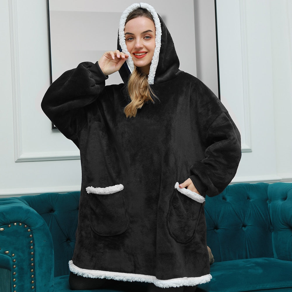Caryn Women's Hoodie Blanket | Soft Fleece & Wool Blend 22
