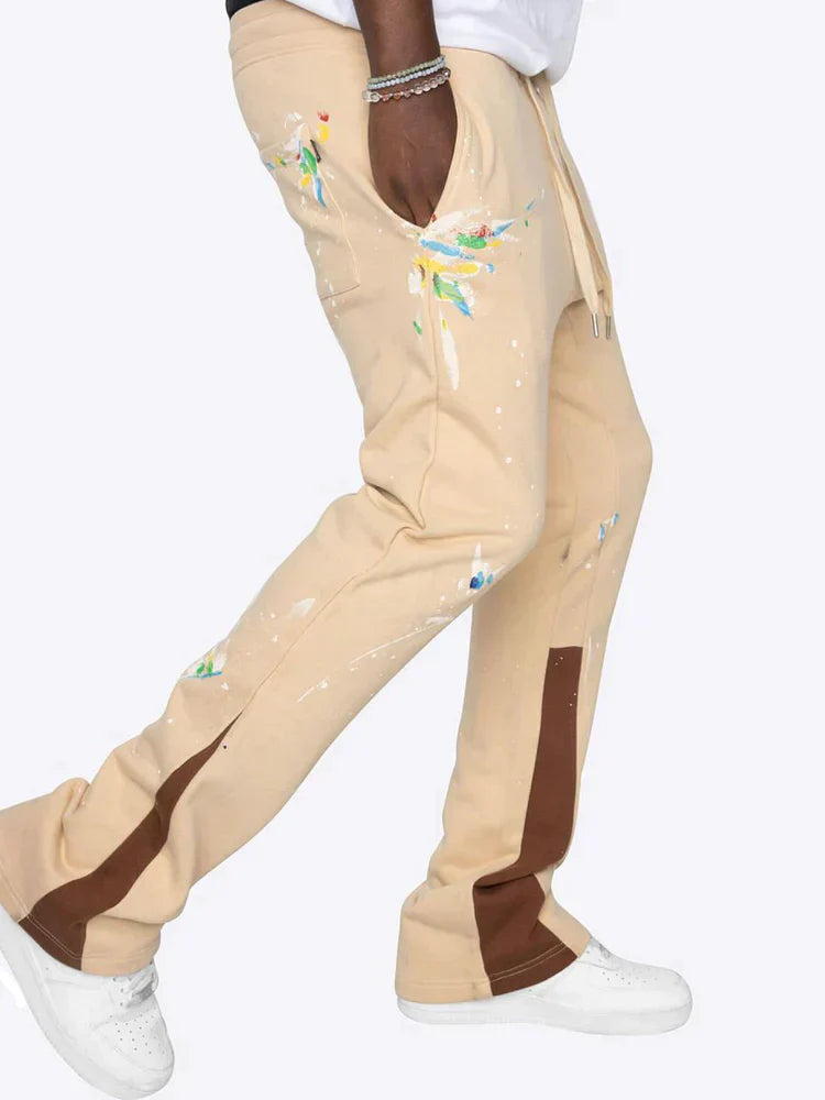 Cédric Women's Flare Sweatpants | 100% Cotton, Paint Splatter Design 1