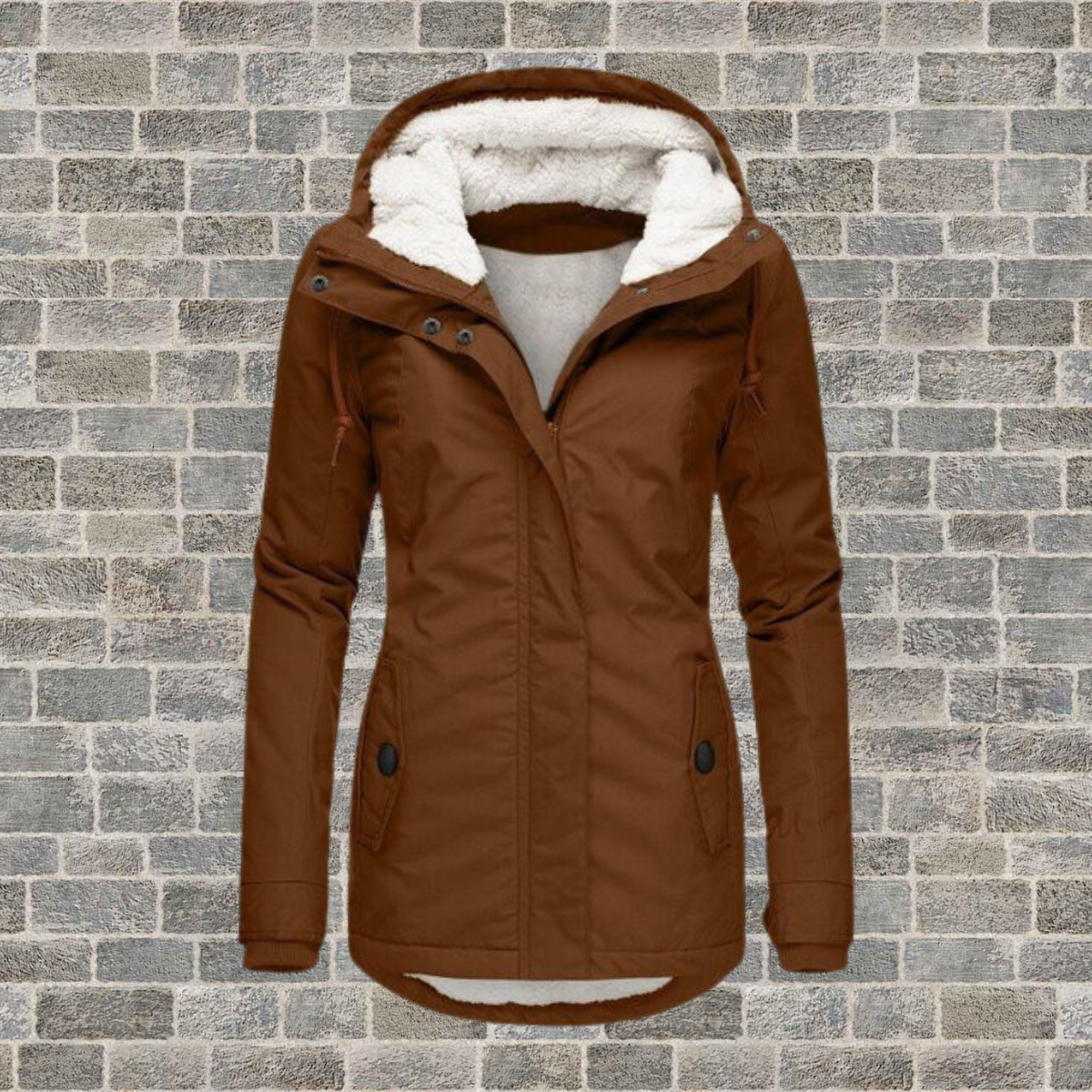 Celine Women's Wool Coat | Elegant Pleated Design, Removable Hood 2
