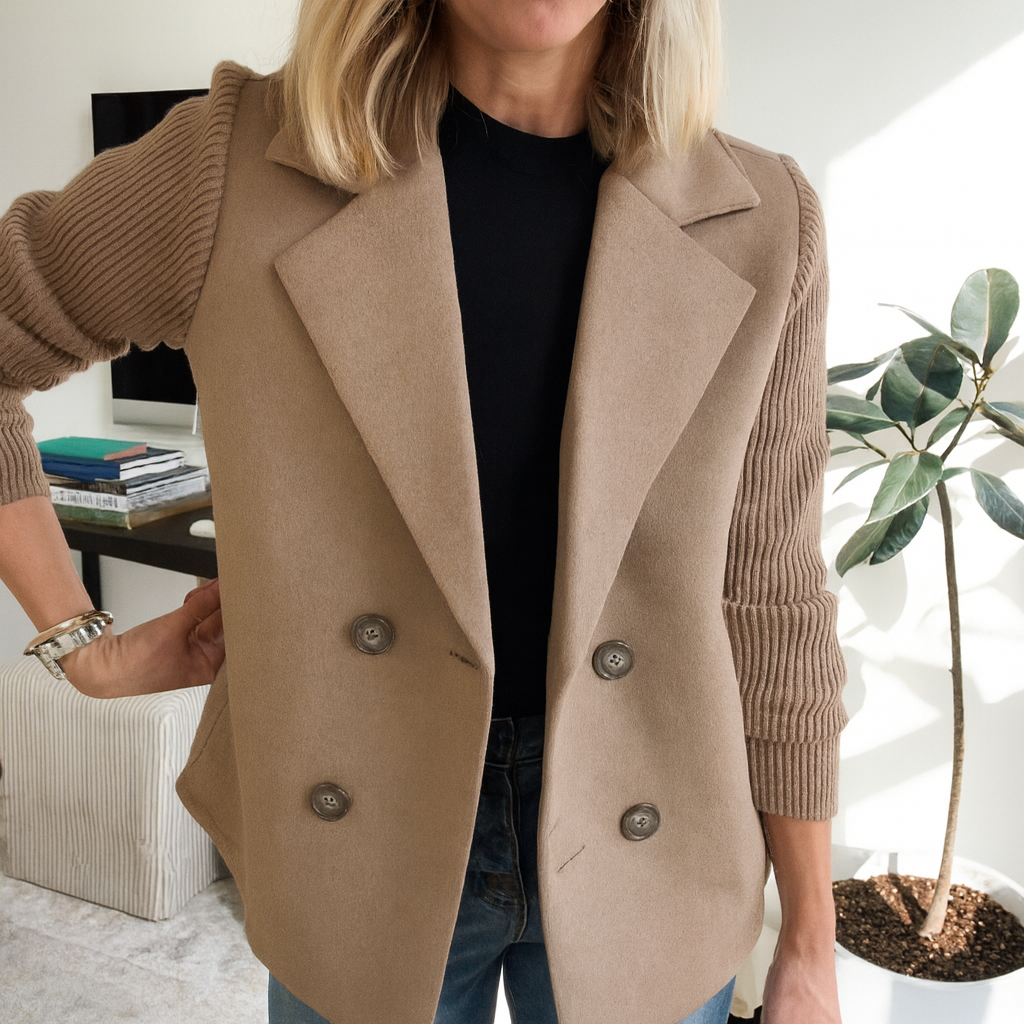 Sasha Knit-Sleeve Blazer Coat