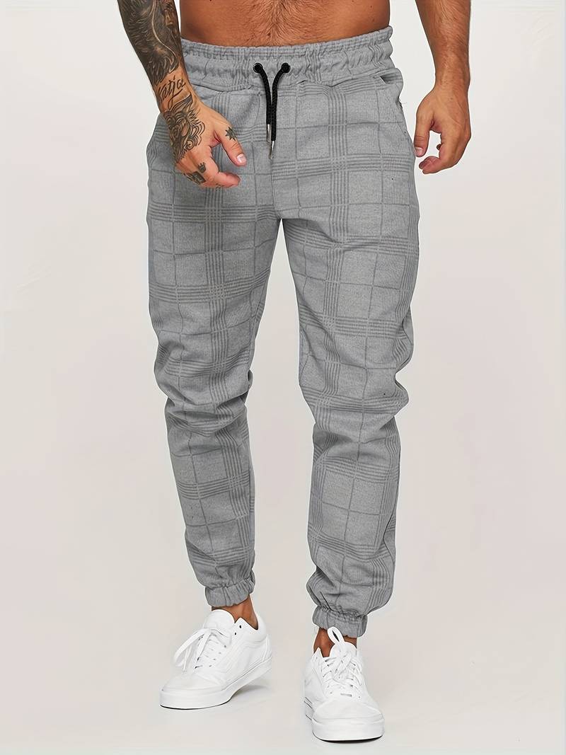 Cleo Men's Jogger Pants | Slim Fit Checked Design, Comfortable Fabric 0